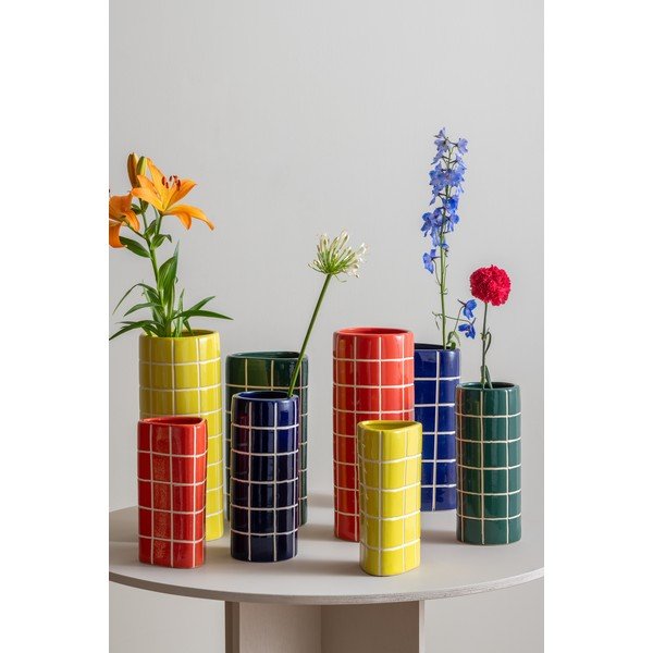 Vază verde-închis din ceramică (înălțime 30 cm) Retro Tiles – PT LIVING-image-1