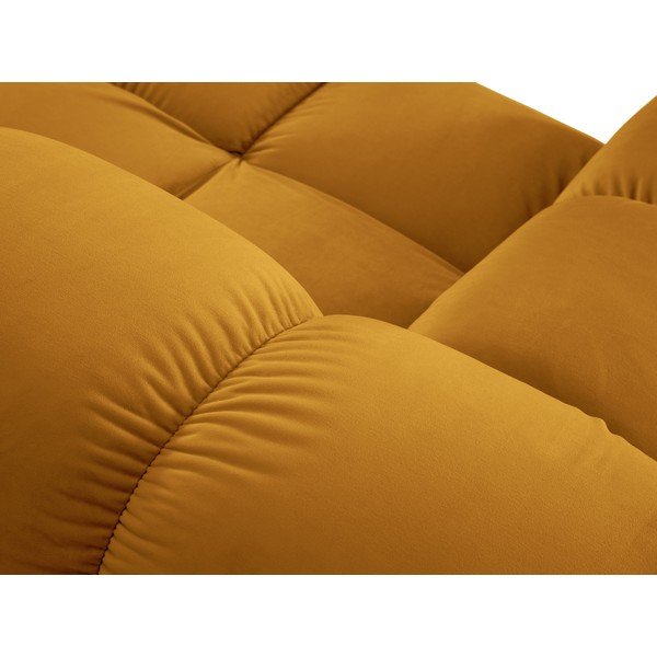 Canapea galbenă cu tapițerie din catifea 379 cm Bellis – Micadoni Home-image-1