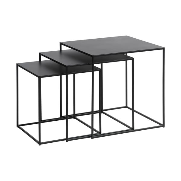 Măsuțe de cafea negre 3 buc. din metal 50x50 cm Pebble – Unique Furniture