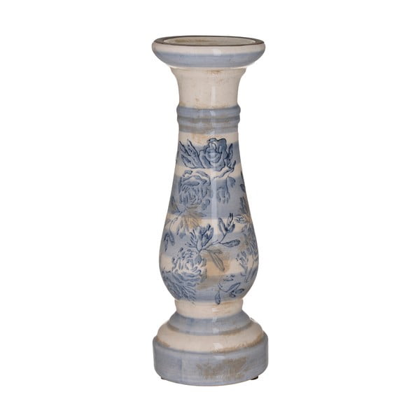 Sfeșnic din ceramică InArt Antigue, ⌀ 10 cm, alb - albastru