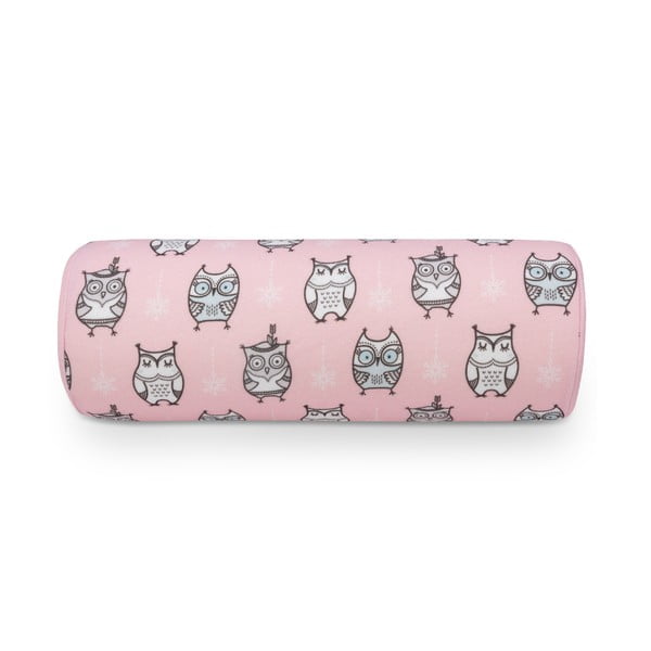 Pernă KICOTI Owls, 20 x 60 cm, roz