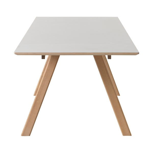 Masă de dining cu picioare din lemn de stejar Unique Furniture Bilbao, gri, 180 x 90 cm-image-2