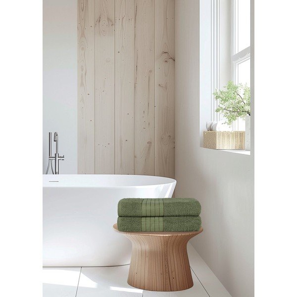 Prosoape verde-închis 2 buc. din bumbac din frotir 70x140 cm – Good Morning-image-1