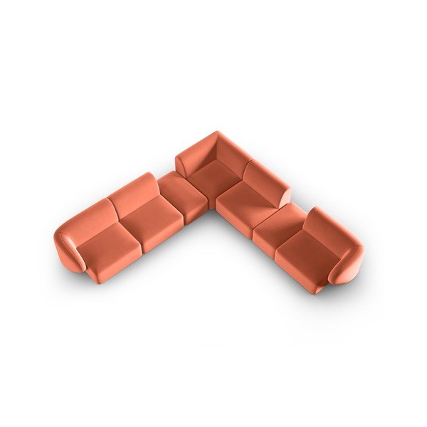 Colțar roz cu tapițerie din catifea Paolo – Milo Casa-image-1