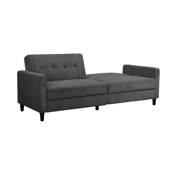Canapea gri cu tapițerie din catifea reiată  203 cm Hartford – Støraa-image-3