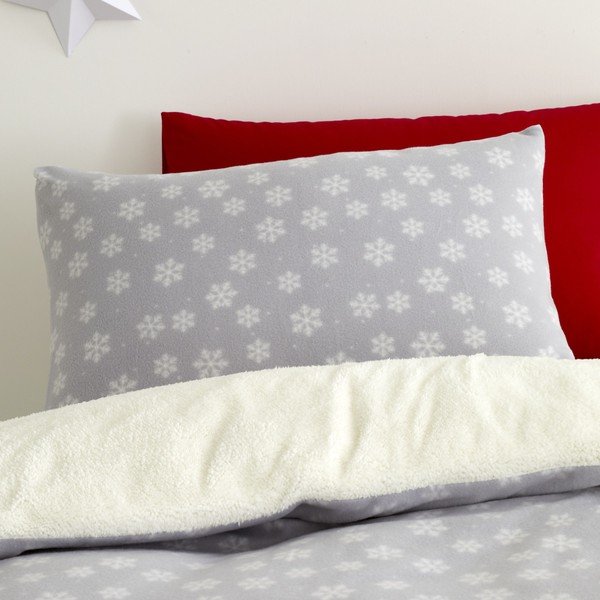 Lenjerie de pat din fleece Catherine Lansfield Cosy Snowman, 200 x 200 cm, gri-image-2