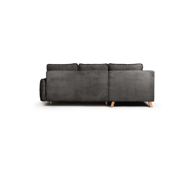 Colțar gri extensibil cu tapițerie din catifea reiată  (cu colț pe partea stângă ) Tori – Bonami Selection-image-4