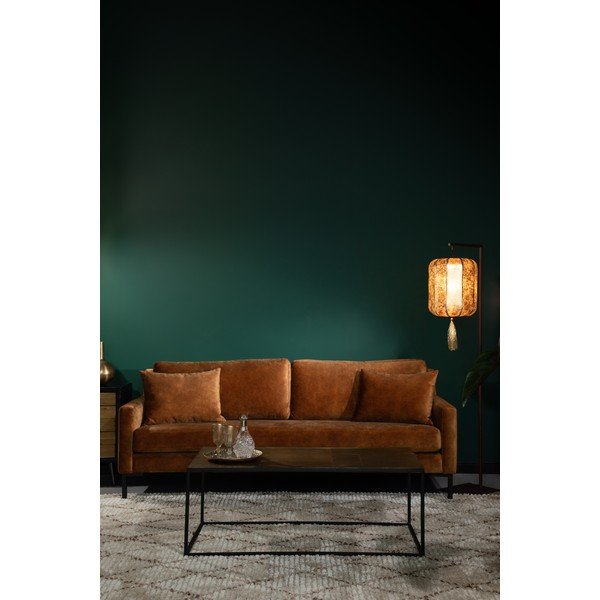 Canapea din catifea Dutchbone Houda, maro caramel-image-3