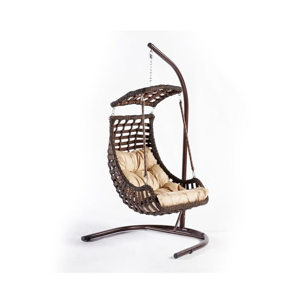 Fotoliu suspendat de grădină  maro din ratan Alacati – Floriane Garden-image-2