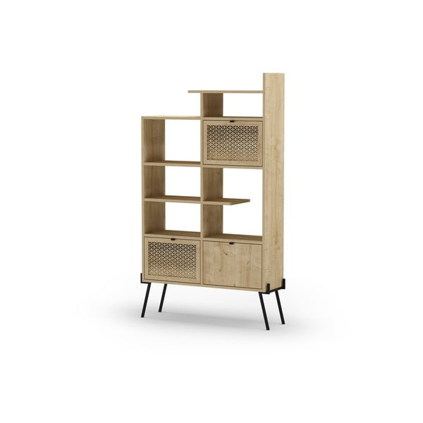 Bibliotecă în culoare naturală cu aspect de lemn de stejar 95x170 cm Ecrin – Marckeric-image-4