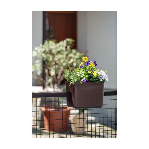 Ghiveci de agățat pentru balcon cu sistem de auto-irigare Plastia Berberis, maro-image-2