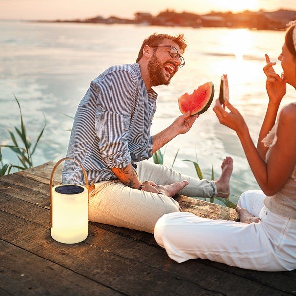 Veioză albă/maro LED (înălțime 34 cm) Bari – Fischer & Honsel-image-1