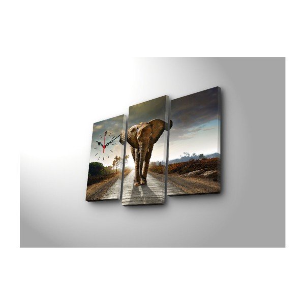 Ceas de perete cu imagine Slon, 66 x 45 cm-image-1
