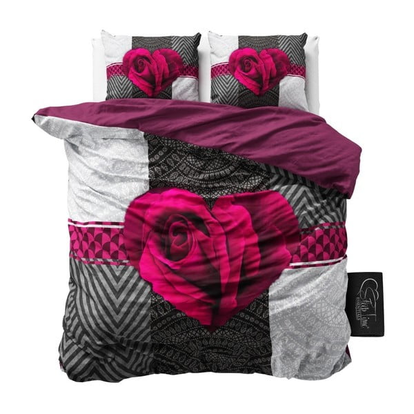 Lenjerie de pat din bumbac Dreamhouse Garden Rose, 240 x 200 cm, roz 
