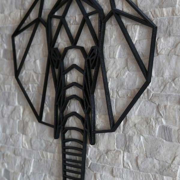 Decorațiune de perete Elephant, 39 x 65 cm, negru-image-1