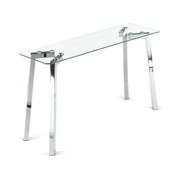 Masă consolă argintie cu blat din sticlă 40x125 cm Kirk – Tomasucci-image-2