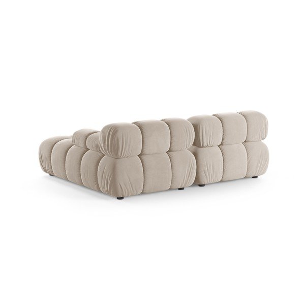 Colțar modular crem cu tapițerie din catifea (cu colț pe partea dreaptă/cu șezlong) – Micadoni -image-3