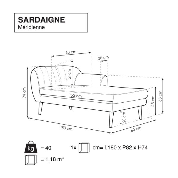 Șezlong Mazzini Sofas Sardaigne, bej-image-4