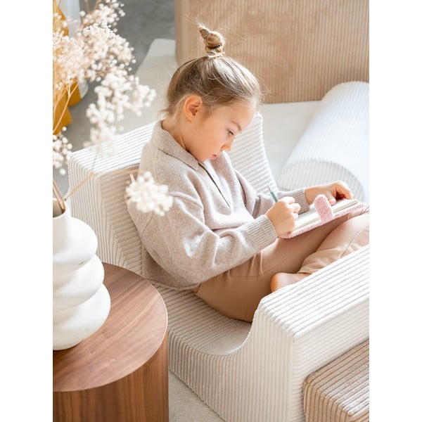 Teren de joacă din spumă crem 3 buc. din catifea reiată înălțime 37 cm 75x49 cm Rainbow Montessori – Wigiwama-image-1