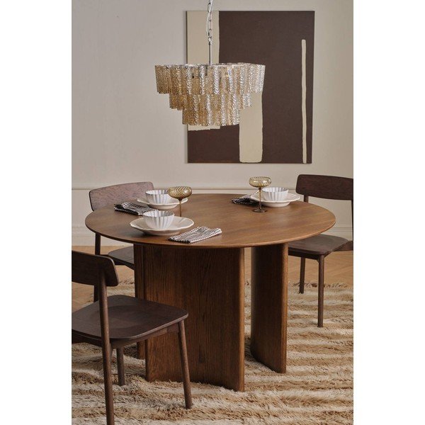 Masă de dining rotundă cu aspect de lemn de stejar ø 120 cm Trillving – Ellos Home-image-1