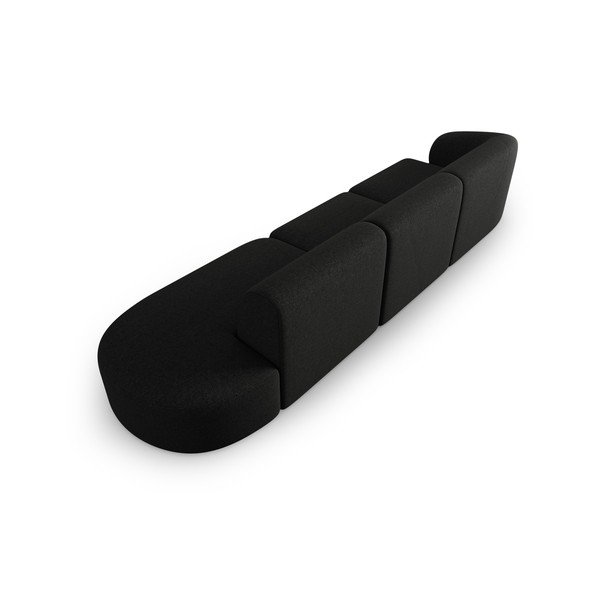 Canapea neagră cu tapițerie din chenille cu colț pe partea stângă 311 cm Paolo – Milo Casa-image-3