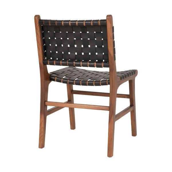 Scaune de dining negre/maro 2 buc. lemn masiv de tec Perugia – House Nordic-image-2