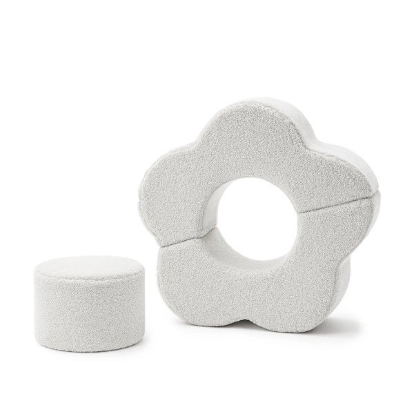 Teren de joacă din spumă alb 3 buc. din material bouclé înălțime 27 cm 88x90 cm – Meowbaby