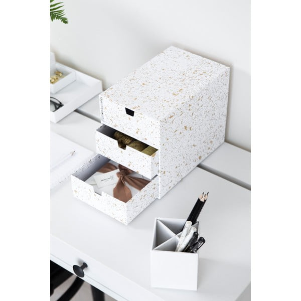 Cutie cu 3 sertare Bigso Box of Sweden Ingrid, alb-auriu-image-1