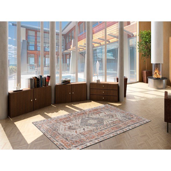 Covor portocaliu/crem din amestec de bumbac 120x170 cm Mandala Terra – Universal-image-1