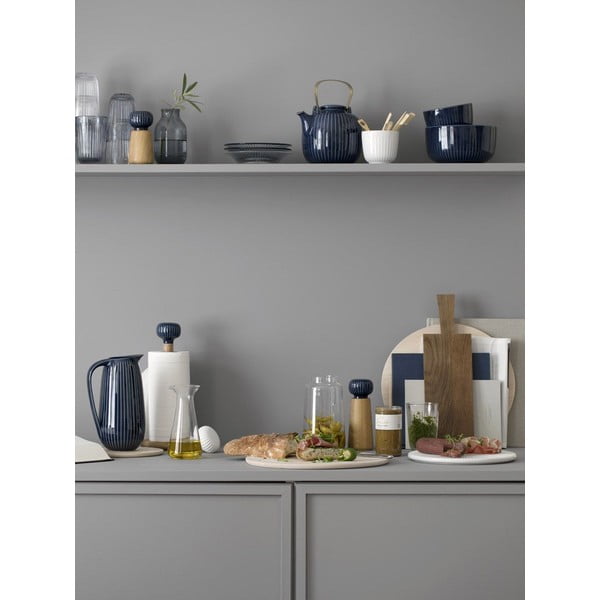 Suport prosoape de hârtie din lemn de stejar cu detaliu albastru închis din porțelan Kähler Design Hammershoi-image-3