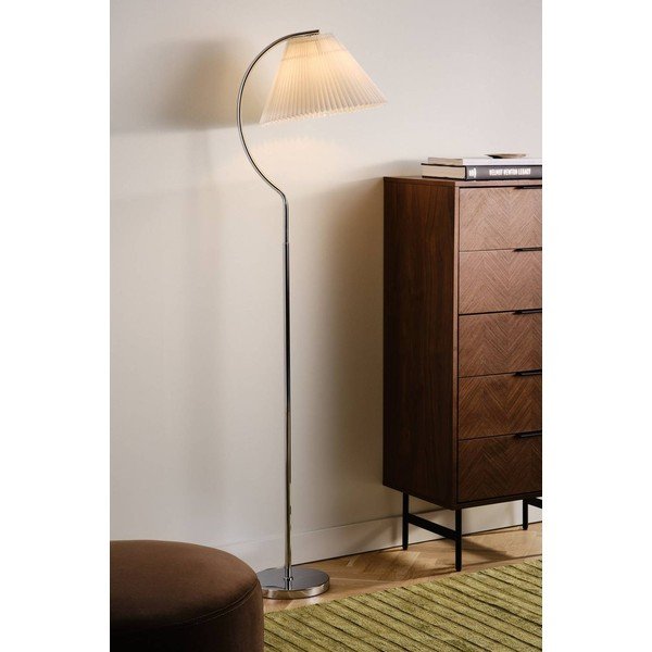 Lampadar alb/argintiu lucios din material textil (înălțime 165 cm) Celie – Jotex-image-1