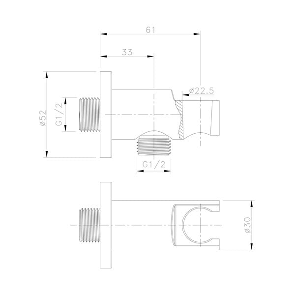 Componentă de conectare pentru duș aurie din alamă ø 5 cm – Sapho-image-1