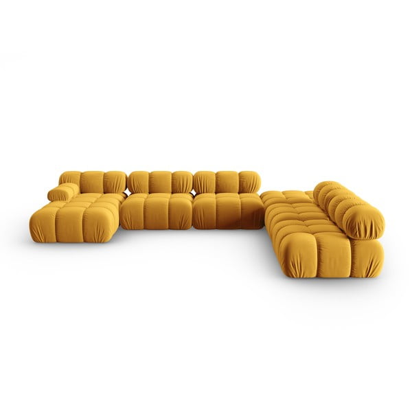 Canapea galbenă cu tapițerie din catifea 379 cm Bellis – Micadoni Home