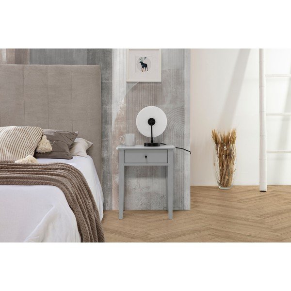 Noptieră gri deschis din lemn masiv de pin Bart – Marckeric-image-1