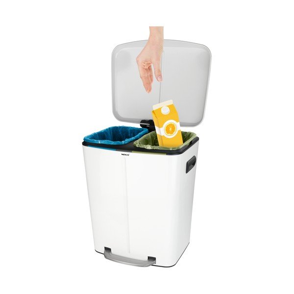 Coș de gunoi cu 2 compartimente Wenko, 2 x 20 l, alb-image-1