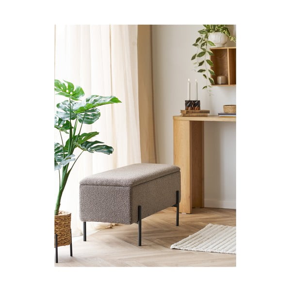 Bancă maro cu tapițerie din țesătură bouclé Watford – House Nordic-image-1