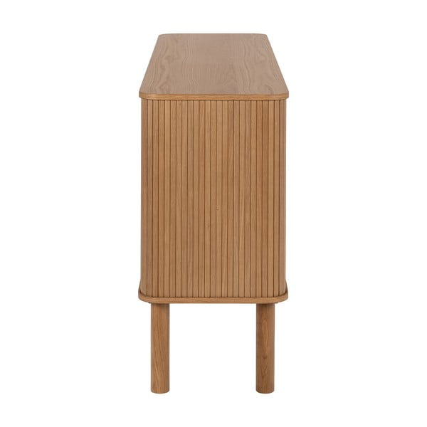 Comodă în culoare naturală joasă cu aspect de lemn de stejar cu ușă glisantă 160x80 cm Langley – Actona-image-3