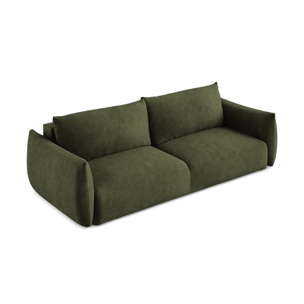 Canapea verde extensibilă cu tapițerie din chenille 230 cm Leila – Makamii-image-3