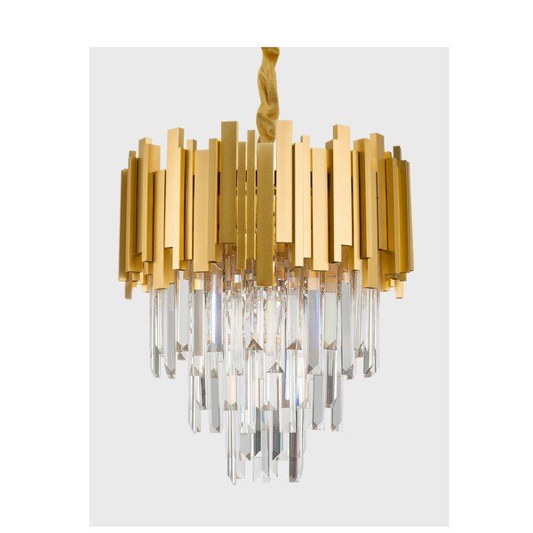 Lustră aurie din metal cu abajur din cristal ø 40 cm Grane – Nova Luce-image-1
