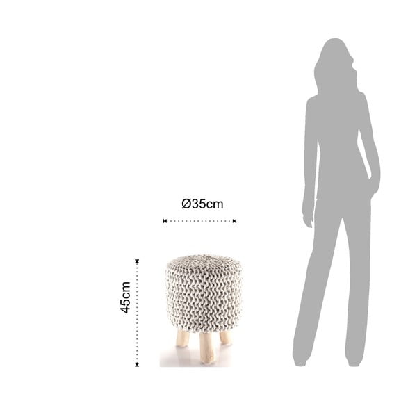 Taburet tricotat Tomasucci Knit, crem-image-1