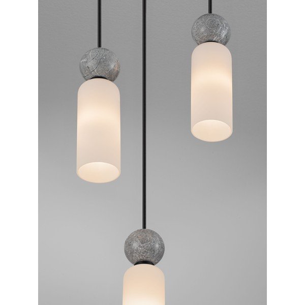Lustră negru-mat din piatră cu abajur din sticlă ø 25 cm Filomena – Nova Luce-image-1