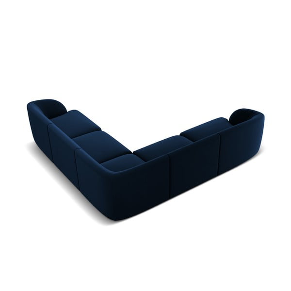 Colțar albastru cu tapițerie din catifea Miley - Micadoni Home-image-3