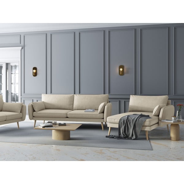 Șezlong divan cotieră pe partea dreaptă Kooko Home Lento, bej-image-1