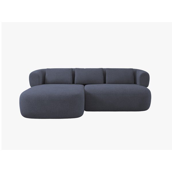 Colțar albastru închis cu tapițerie din țesătură bouclé (cu colț pe partea stângă/cu șezlong) Jenny – Micadoni -image-1