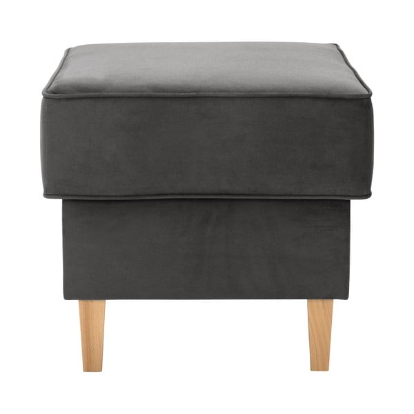 Fotoliu din catifea cu taburet pentru picioare Max Winzer Lorris, gri antracit-image-4