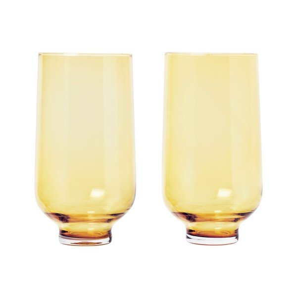 Set 2 suporturi pentru lumânări din sticlă Blomus Flow, 400 ml, galben transparent-image-2