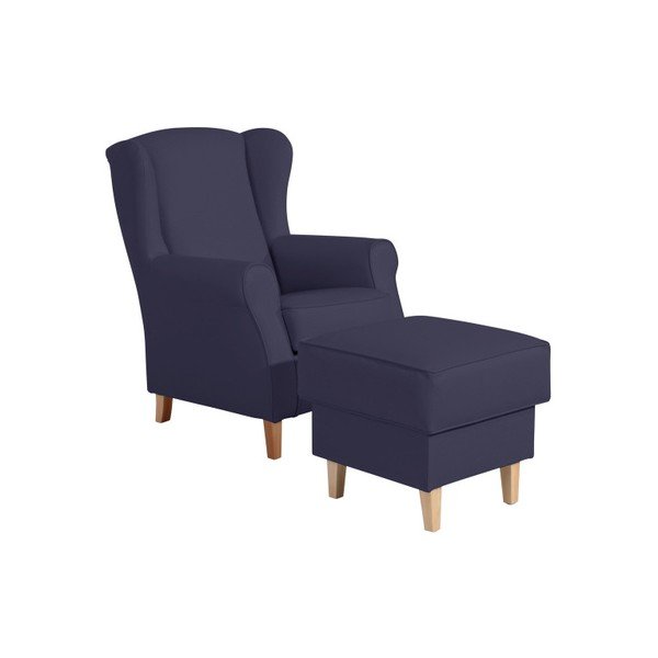 Taburet Max Winzer Lorris Leather Dark Blue, albastru închis-image-1