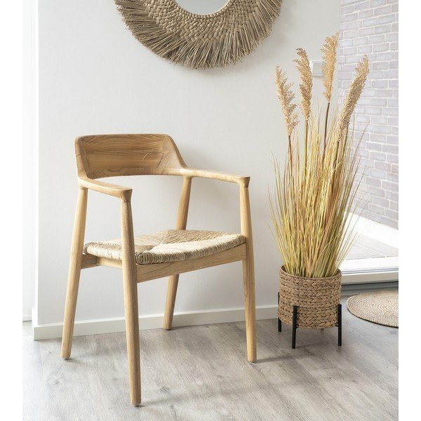 Scaun de dining în culoare naturală cu cotiere din lemn masiv Getafe – House Nordic-image-1