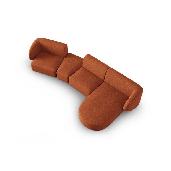 Colțar teracotă cu tapițerie din chenille (cu colț pe partea dreaptă, cu șezlong) Paolo – Milo Casa-image-1