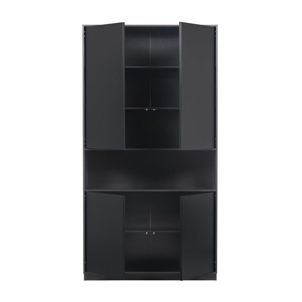 Bibliotecă modulară neagră din lemn masiv de pin 260x210 cm Finca – WOOOD-image-4